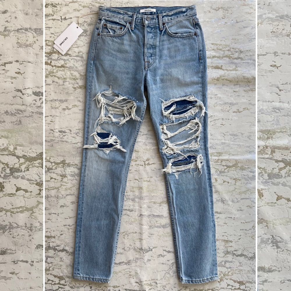 Grlfrnd jeans Karolina Distressed Straight leg jeans new with tags